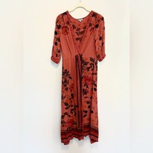 Terra Cotta Red Floral Dress